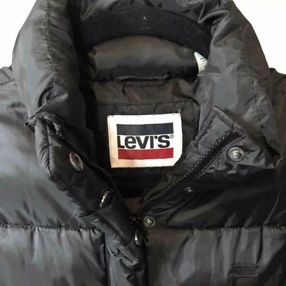 Levi's Box Quilted Puffer Vest Women's Size Small Black Recycled - Picture 5 of 11